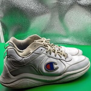 Champion White Leather Sneakers with Blue & Red 'C' Logo